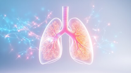 Human Lungs Anatomy with Neural Network Connections