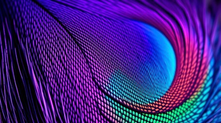 Obraz premium Vibrant Peacock Feather Closeup Macro Photography
