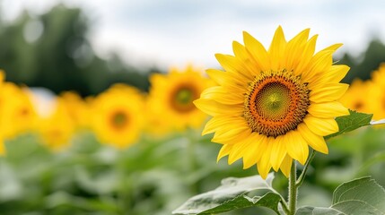 Fototapeta premium Sunflower field summer day, bright blooms