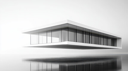 Fototapeta premium The minimalist architectural rendering is characterized by black and white tones