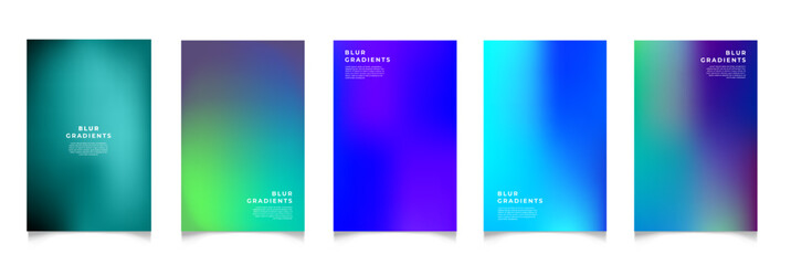 Fototapeta premium Abstract blurred gradient background. Collection. Abstract liquid background. Vibrant color blend. Blurred fluid colors. Gradient mesh. Modern design template for posters, ad banners, brochures ,web.