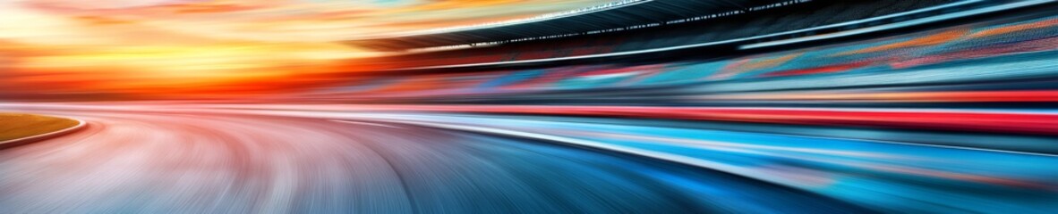 A blurred background of an outdoor stadium at sunset with motion blur