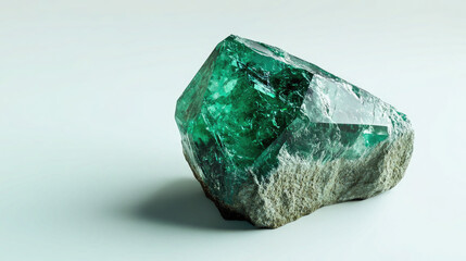 Fototapeta premium Beautiful Green Crystals on White Background