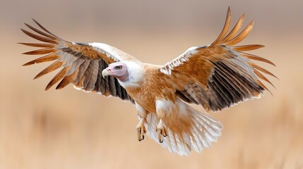 Obraz premium Pale Vulture in Flight over Grassland