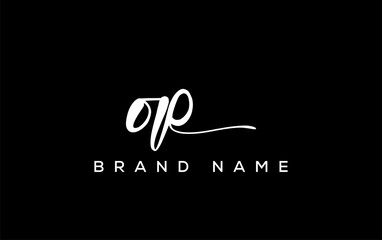 OP letter beauty handwriting vector logo.