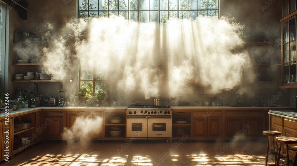 Poster intense dust cloud swirling around space resembling a sandstorm highlighting rustic elements and con