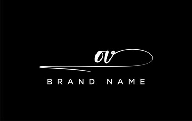 OV letter beauty handwriting vector logo.