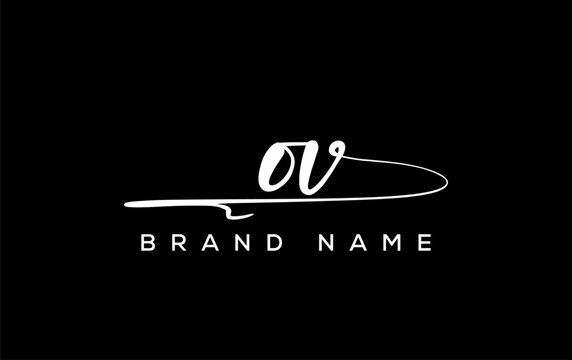 OV letter beauty handwriting vector logo.