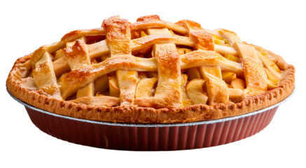 cooked apple pie isolated on white background