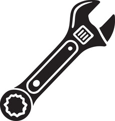 Adjustable Wrench Silhouette Icon Vector for DIY and Tools Graphics