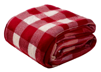 red folded blanket isolated on white background