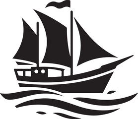 Boat Silhouette Icon Vector for Nautical Design Elements