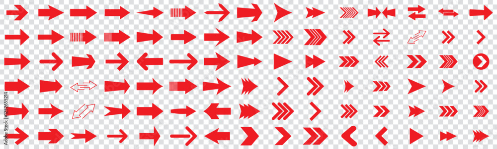 Poster vector set of arrows big red set icons. arrow vector collection. cursor. modern simple arrows. arrow