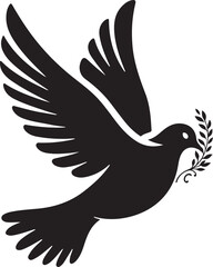 Flying Dove with Olive Branch Silhouette | Minimalist Vector Art