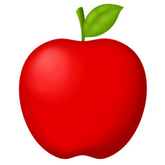 red apple isolated on white, PNG. red apple vector illustration, red apple with leaf, 3d fruits, 3d Apple, sticker, apple PNG, fruit png, Apple on blank, food illustration, food sticker