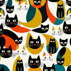 Cats . Oil paint. Animal illustration. Design for use in graphics.