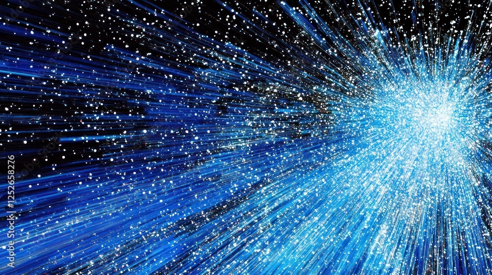 Aufkleber blue light streaks explode; dark background; digital art; website design