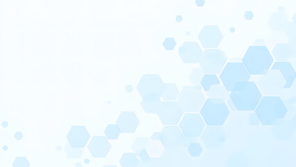 Futuristic blue hexagon pattern with light and bubbles