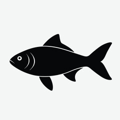 a silhouette fish in white background