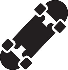 Skateboard Icon Vector | Black Silhouette on White Background