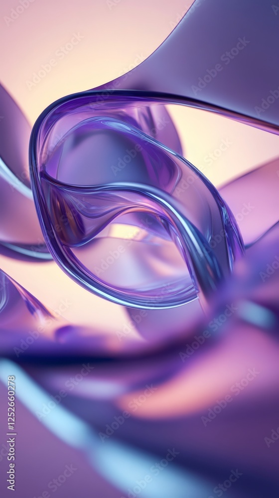 Poster purple blue geometric shapes stretch and bend in an abstract 3d render with a flowing motion the des
