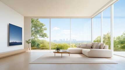 Fototapeta premium Modern Living Room with WiFi Mesh Network in Spacious Design