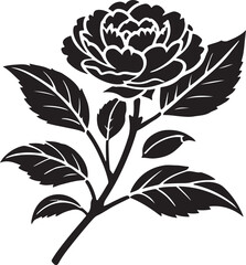 Minimalist Camellia Flower Silhouette Vector Artwork on White