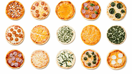 Assortment of Mini Pizzas with Various Toppings