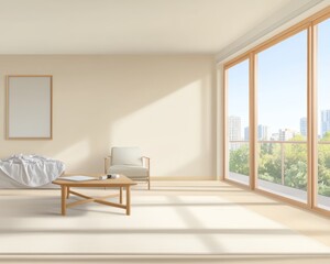 Fototapeta premium Modern Apartment Interior Under Construction with Natural Light