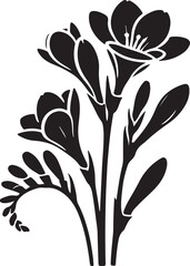 Freesia Flower Vector Silhouette on Clean White Background