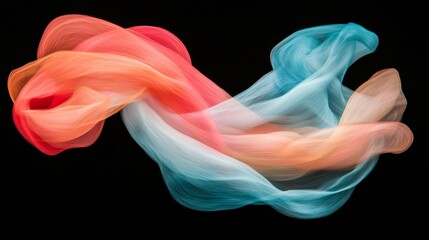 Fototapeta premium Colorful Abstract Flowing Fabric on Black Background