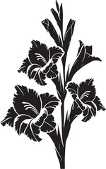 Gladiolus Flower Silhouette in Clean White: Simple Vector Design