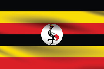 Obraz premium Flag of Uganda. Uganda flag official colors and proportion digital vector illustration. Pleated flag.