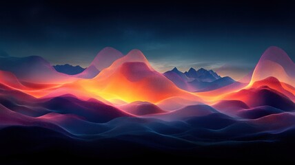 Vibrant Abstract Landscape with Flowing Colors and Dynamic Light
