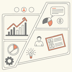 Minimalist business infographic template with clean icons and text boxes