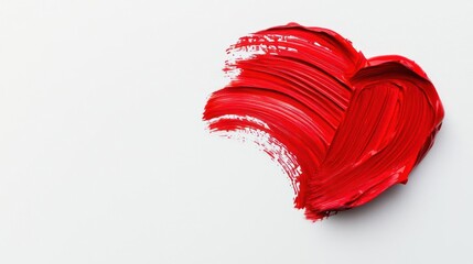 Red Lipstick Heart Shape on White Background