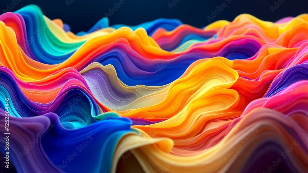 Poster vibrant waves of colorful abstract layers creating dynamic movement and flow