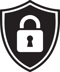 Security Shield with Padlock Vector Silhouette 