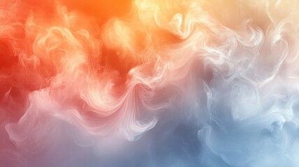 Colorful Abstract Smoke Swirl in Warm and Cool Tones Background