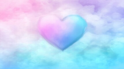 Obraz premium Pastel Heart In Fluffy Clouds