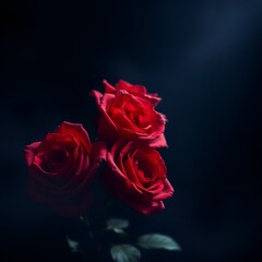 Fototapeta premium red roses on black background