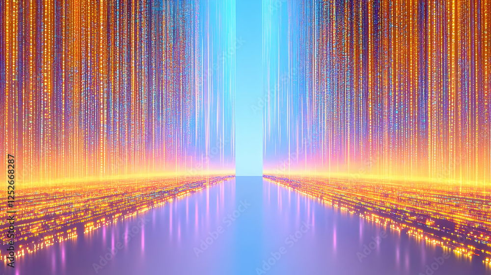 Poster abstract 3d golden data stream background