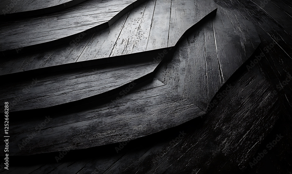 Poster sleek black wooden layers create modern, luxurious surface with diagonal patterns. texture and depth