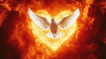 Holy Spirit Dove in Fiery Heart