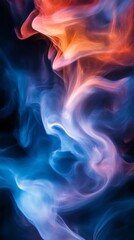 Abstract colorful smoke pattern in blue and orange hues, vibrant energy concept