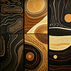Abstract Gold & Brown Swirl Illustration