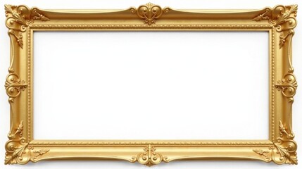 Ornate Golden Rectangular Frame with Intricate Detailing Ideal for Elegant Presentations and Design Projects