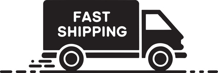 Fast shipping delivery truck flat icon for apps and websites