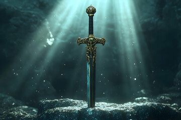 Naklejka premium Ornate Sword 3D Illustration