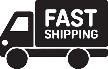 Fast shipping delivery truck flat icon for apps and websites